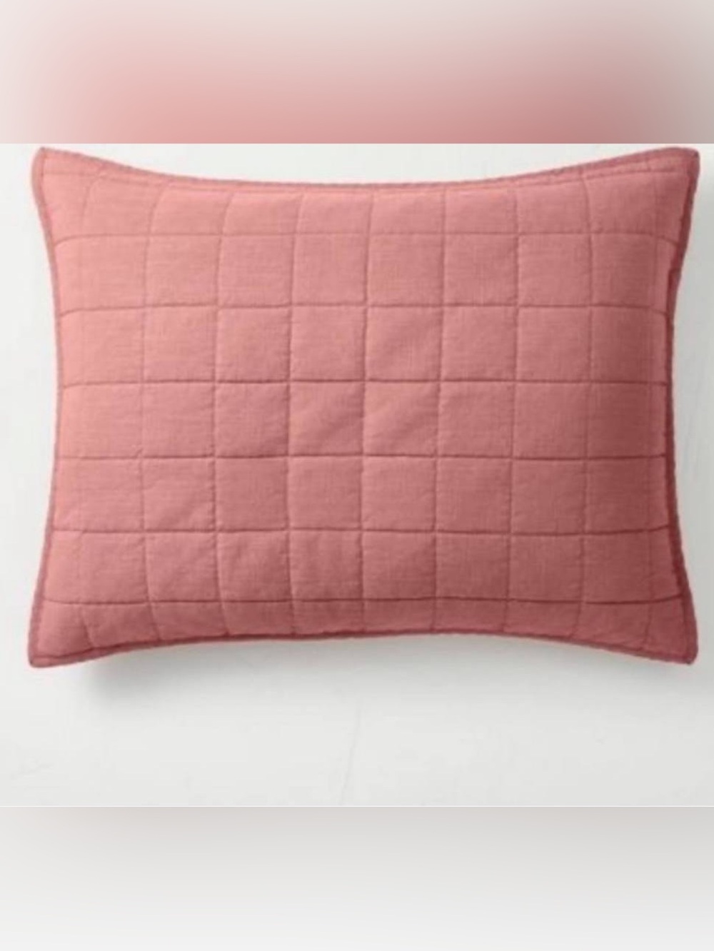 Standard Heavyweight Linen Blend Quilt Pillow Sham  - Rose - Casaluna - new